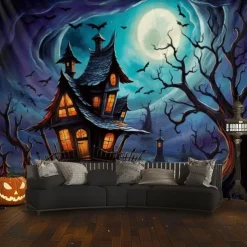 Halloween Decorations Hanging Tapestry Scarecrow Pumpkin Wall Art Large Tapestry Mural Decor Photograph Backdrop Blanket Curtain Home Bedroom Living Room