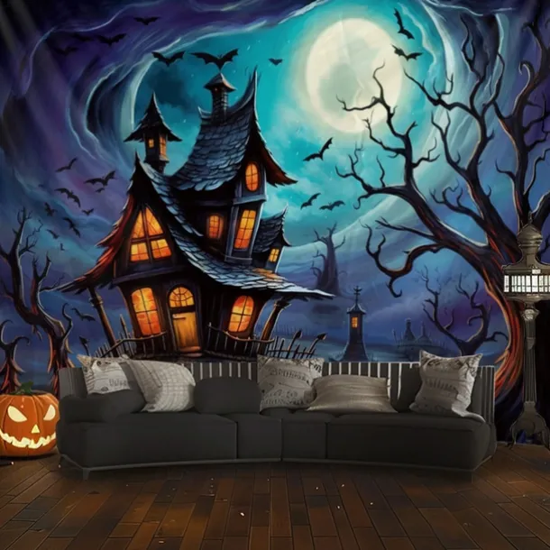 Halloween Decorations Hanging Tapestry Scarecrow Pumpkin Wall Art Large Tapestry Mural Decor Photograph Backdrop Blanket Curtain Home Bedroom Living Room