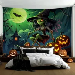 Halloween Decorations Hanging Tapestry Scarecrow Pumpkin Wall Art Large Tapestry Mural Decor Photograph Backdrop Blanket Curtain Home Bedroom Living Room