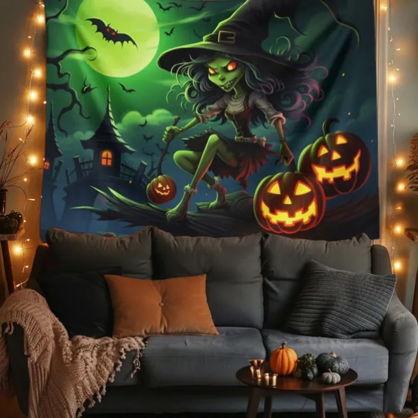 Halloween Decorations Hanging Tapestry Scarecrow Pumpkin Wall Art Large Tapestry Mural Decor Photograph Backdrop Blanket Curtain Home Bedroom Living Room