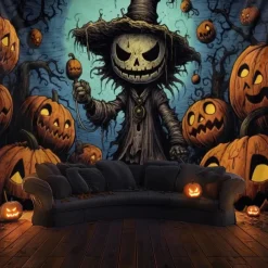 Halloween Decorations Hanging Tapestry Scarecrow Pumpkin Wall Art Large Tapestry Mural Decor Photograph Backdrop Blanket Curtain Home Bedroom Living Room