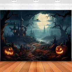 Halloween Decorations Hanging Tapestry Jack O Lantern Pumpkin Forest Wall Art Large Tapestry Mural Decor Photograph Backdrop Blanket Curtain Home Bedroom Living Room Ghost Haunted House Castle