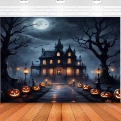 Halloween Decorations Hanging Tapestry Jack O Lantern Pumpkin Forest Wall Art Large Tapestry Mural Decor Photograph Backdrop Blanket Curtain Home Bedroom Living Room Ghost Haunted House Castle