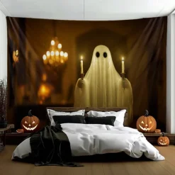 Halloween Decorations Hanging Tapestry Ghost Walking Dog Wall Art Large Tapestry Mural Decor Photograph Backdrop Blanket Curtain Home Bedroom Living Room Decoration