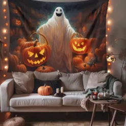 Halloween Decorations Hanging Tapestry Ghost Walking Dog Wall Art Large Tapestry Mural Decor Photograph Backdrop Blanket Curtain Home Bedroom Living Room Decoration