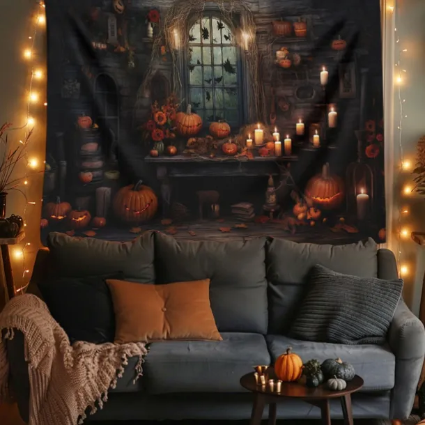 Halloween Decorations Hunted House Hanging Tapestry Wall Art Large Tapestry Mural Decor Photograph Backdrop Blanket Curtain Home Bedroom Living Room