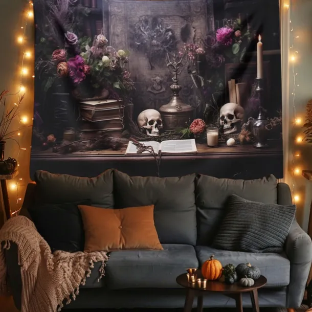 Halloween Decorations Hunted House Hanging Tapestry Wall Art Large Tapestry Mural Decor Photograph Backdrop Blanket Curtain Home Bedroom Living Room