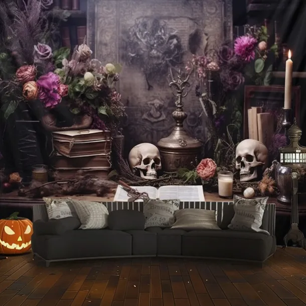 Halloween Decorations Hunted House Hanging Tapestry Wall Art Large Tapestry Mural Decor Photograph Backdrop Blanket Curtain Home Bedroom Living Room