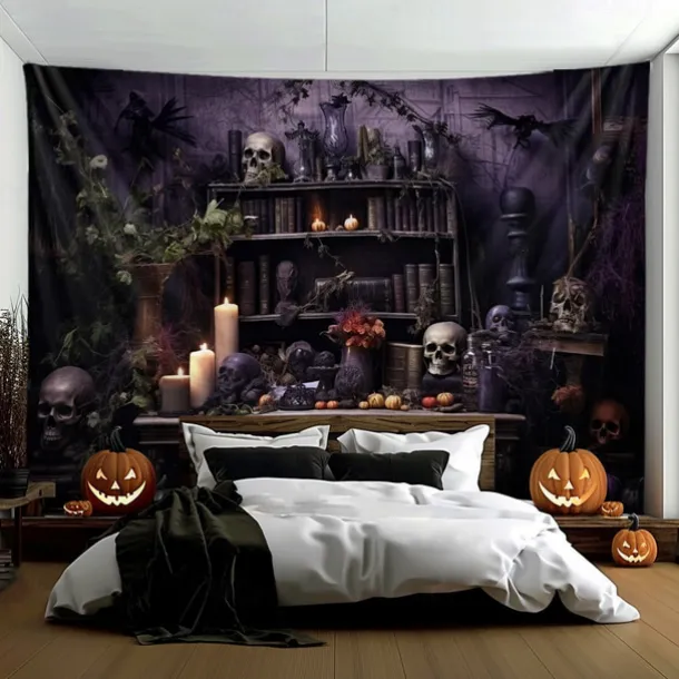 Halloween Decorations Hunted House Hanging Tapestry Wall Art Large Tapestry Mural Decor Photograph Backdrop Blanket Curtain Home Bedroom Living Room