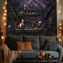 Halloween Decorations Hunted House Hanging Tapestry Wall Art Large Tapestry Mural Decor Photograph Backdrop Blanket Curtain Home Bedroom Living Room