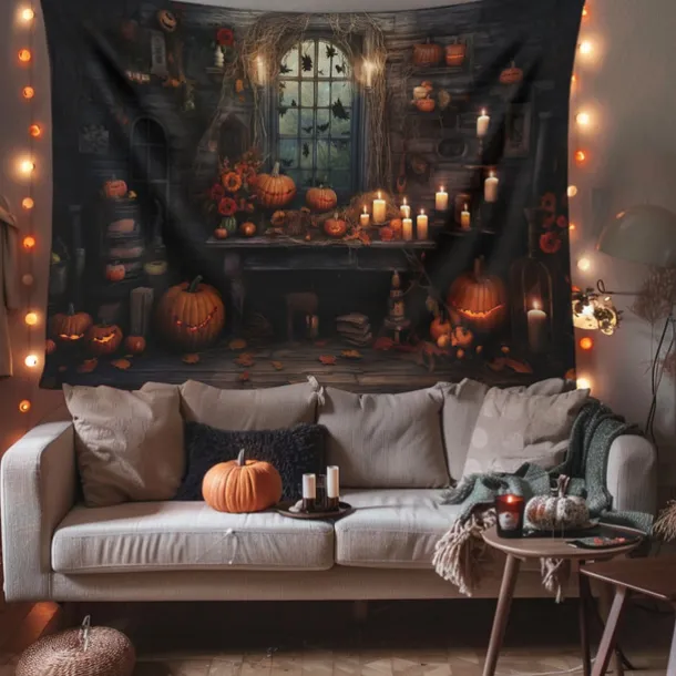 Halloween Decorations Hunted House Hanging Tapestry Wall Art Large Tapestry Mural Decor Photograph Backdrop Blanket Curtain Home Bedroom Living Room