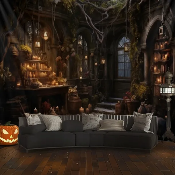 Halloween Decorations Hunted House Hanging Tapestry Wall Art Large Tapestry Mural Decor Photograph Backdrop Blanket Curtain Home Bedroom Living Room