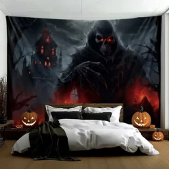 Halloween Decorations Monster Castle Hanging Tapestry Wall Art Large Tapestry Mural Decor Photograph Backdrop Blanket Curtain Home Bedroom Living Room