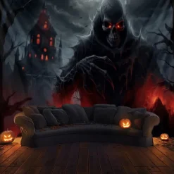 Halloween Decorations Monster Castle Hanging Tapestry Wall Art Large Tapestry Mural Decor Photograph Backdrop Blanket Curtain Home Bedroom Living Room