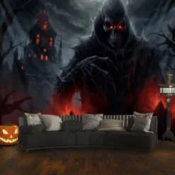 Halloween Decorations Monster Castle Hanging Tapestry Wall Art Large Tapestry Mural Decor Photograph Backdrop Blanket Curtain Home Bedroom Living Room