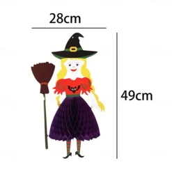 Halloween Decorations Pumpkin Spider Cat Honeycomb Ball Charm Paper Easy to Install