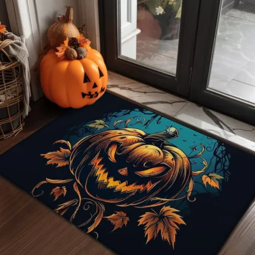 Halloween Decorations Pumpkin Scarecrow Doormat Kitchen Mat Floor Mat Non-Slip Area Rug Oil Proof Rug Indoor Outdoor Mat Bedroom Decor Bathroom Mat Entrance Rug