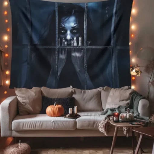 Halloween Decorations Scary Ghost Hanging Tapestry Wall Art Large Tapestry Mural Decor Photograph Backdrop Blanket Curtain Home Bedroom Living Room Decoration