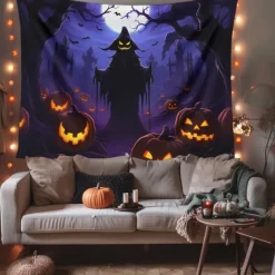 Halloween Decorations Scary Death Hanging Tapestry Wall Art Large Tapestry Mural Decor Photograph Backdrop Blanket Curtain Home Bedroom Living Room Decoration Ghost