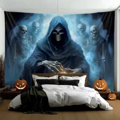 Halloween Decorations Skulls Party Hanging Tapestry Wall Art Large Tapestry Mural Decor Photograph Backdrop Blanket Curtain Home Bedroom Living Room Decoration