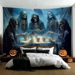 Halloween Decorations Skulls Party Hanging Tapestry Wall Art Large Tapestry Mural Decor Photograph Backdrop Blanket Curtain Home Bedroom Living Room Decoration
