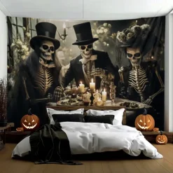 Halloween Decorations Skull Skeleton Hanging Tapestry Wall Art Large Tapestry Mural Decor Photograph Backdrop Blanket Curtain Home Bedroom Living Room