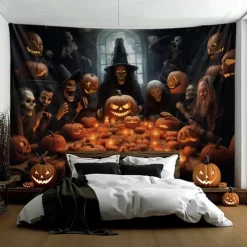 Halloween Decorations Skull Skeleton Hanging Tapestry Wall Art Large Tapestry Mural Decor Photograph Backdrop Blanket Curtain Home Bedroom Living Room