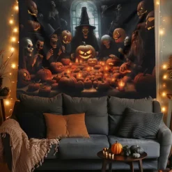 Halloween Decorations Skull Skeleton Hanging Tapestry Wall Art Large Tapestry Mural Decor Photograph Backdrop Blanket Curtain Home Bedroom Living Room