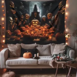 Halloween Decorations Skull Skeleton Hanging Tapestry Wall Art Large Tapestry Mural Decor Photograph Backdrop Blanket Curtain Home Bedroom Living Room