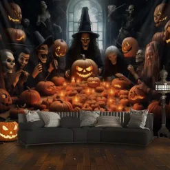 Halloween Decorations Skull Skeleton Hanging Tapestry Wall Art Large Tapestry Mural Decor Photograph Backdrop Blanket Curtain Home Bedroom Living Room