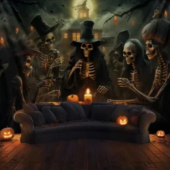 Halloween Decorations Skull Skeleton Hanging Tapestry Wall Art Large Tapestry Mural Decor Photograph Backdrop Blanket Curtain Home Bedroom Living Room