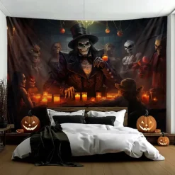 Halloween Decorations Skull Skeleton Hanging Tapestry Wall Art Large Tapestry Mural Decor Photograph Backdrop Blanket Curtain Home Bedroom Living Room