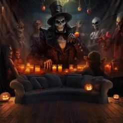 Halloween Decorations Skull Skeleton Hanging Tapestry Wall Art Large Tapestry Mural Decor Photograph Backdrop Blanket Curtain Home Bedroom Living Room