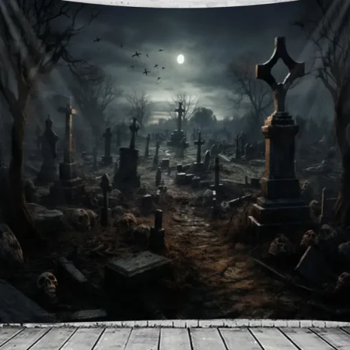Halloween Decorations Skull Hanging Tapestry Wall Art Large Tapestry Mural Decor Photograph Backdrop Blanket Curtain Home Bedroom Living Room Decoration