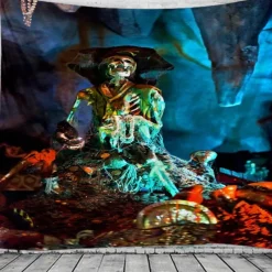 Halloween Decorations Tapestry Jack O Lantern Pumpkin Decor Wall Art Large Hanging Tapestry Mural Decor Photograph Backdrop Blanket Curtain Home Bedroom Living Room Bat Haunted House Graveyard