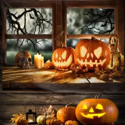 Halloween Decorations Tapestry Jack O Lantern Pumpkin Decor Wall Art Large Hanging Tapestry Mural Decor Photograph Backdrop Blanket Curtain Home Bedroom Living Room Bat Haunted House Graveyard