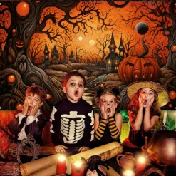 Halloween Decorations Tapestry Jack O Lantern Pumpkin Decor Wall Art Large Hanging Tapestry Mural Decor Photograph Backdrop Blanket Curtain Home Bedroom Living Room Skeleton Death