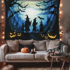 Halloween Decorations Witchs Hanging Tapestry Wall Art Large Tapestry Mural Decor Photograph Backdrop Blanket Curtain Home Bedroom Living Room