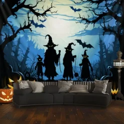 Halloween Decorations Witchs Hanging Tapestry Wall Art Large Tapestry Mural Decor Photograph Backdrop Blanket Curtain Home Bedroom Living Room