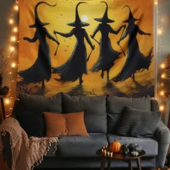 Halloween Decorations Witchs Hanging Tapestry Wall Art Large Tapestry Mural Decor Photograph Backdrop Blanket Curtain Home Bedroom Living Room
