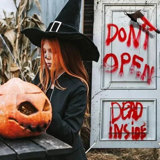 Halloween Door Cover – "Don't Open, Dead Inside" Bloody Warning Sign, Horror Zombie Entrance Banner, Spooky Outdoor & Indoor 2025 Halloween Decoration for Bedroom, Living Room, Bathroom