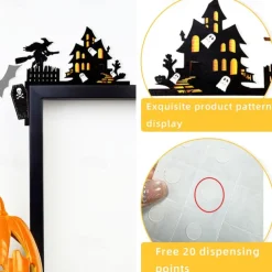 Halloween Door Frame Decals - Spooky Indoor and Outdoor Decorations, Including Castle, Spider Web, and Corner Door Signs, Perfect for Haunted House and Party Atmosphere