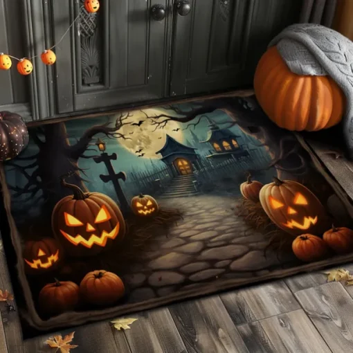 Halloween Doormat Skeleton Motorcycle Kitchen Mat Floor Mat Non-Slip Area Rug Oil Proof Rug Indoor Outdoor Mat Bedroom Decor Bathroom Mat Entrance Rug