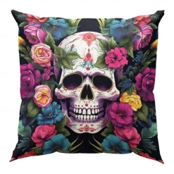 Halloween Double Side Pillow Cover 1PC Skull Day of Dead Soft Decorative Square Cushion Case Pillowcase for Bedroom Livingroom Sofa Couch Chair Decorations