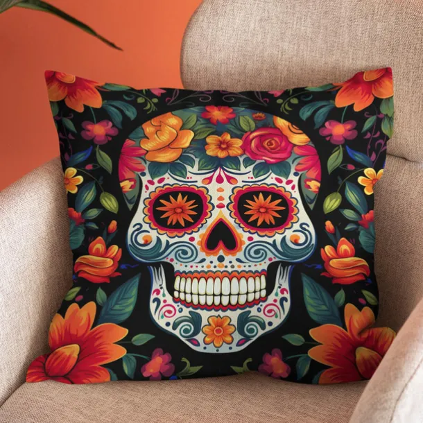 Halloween Double Side Pillow Cover 1PC Skull Day of Dead Soft Decorative Square Cushion Case Pillowcase for Bedroom Livingroom Sofa Couch Chair Decorations