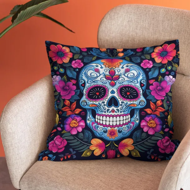 Halloween Double Side Pillow Cover 1PC Skull Day of Dead Soft Decorative Square Cushion Case Pillowcase for Bedroom Livingroom Sofa Couch Chair Decorations