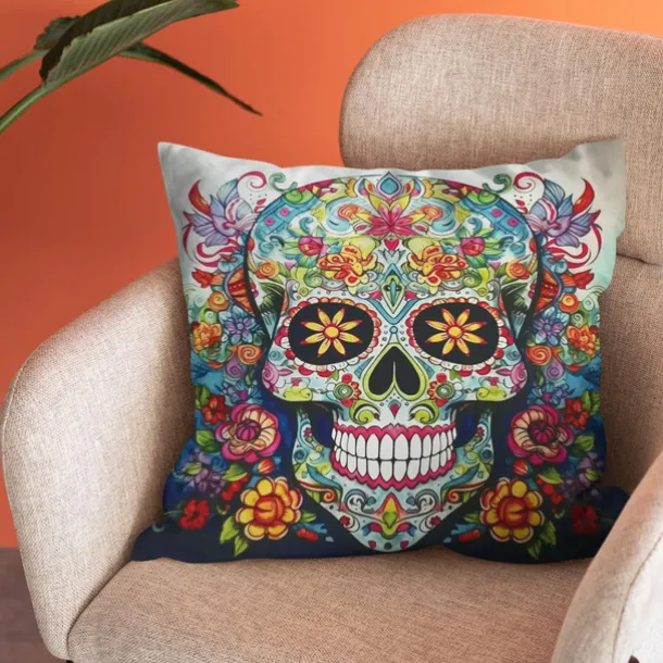 Halloween Double Side Pillow Cover 1PC Skull Day of Dead Soft Decorative Square Cushion Case Pillowcase for Bedroom Livingroom Sofa Couch Chair Decorations