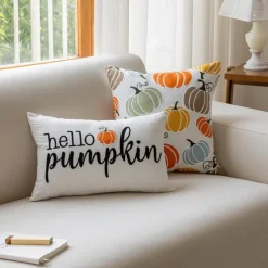 Halloween Emboidery Pumpkins Decorative Toss Pillows Cover 1PC Soft Square Cushion Case Autumn Pillowcase for Bedroom Livingroom Sofa Couch Chair