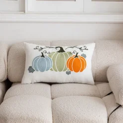 Halloween Emboidery Pumpkins Decorative Toss Pillows Cover 1PC Soft Square Cushion Case Autumn Pillowcase for Bedroom Livingroom Sofa Couch Chair
