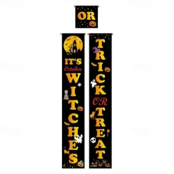 Halloween Fan Flag Bunting Outdoor Flag for Outdoor Halloween Yard Fence Hanging Spooky Pumpkin Banner Flag Table Decor Fall Room Decor Aesthetic Halloween Birthday Party Decor